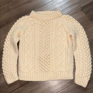Vintage Kid’s Hand Knit Fisherman’s Wool Cable Knit Sweater Made in Ireland 4/5T